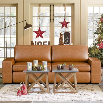 85" Faux Leather Sofa Couches, 3 Seater Mid-Century Modern Sofa with Extra Deep Seats, Upholstered Cushion&Removable Cover, Comfy Couch for Small Space Living Room Apartment, Brown