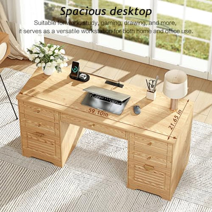 59" Home Office Desks, Executive Desk, view 7