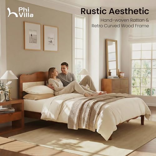 Solid Wood Queen Bed Frame with Adjustable Headboard, view 7