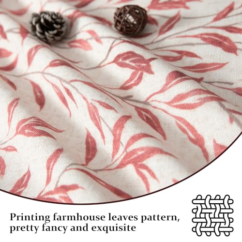 Home Decorative Throw Pillow Covers, 20 x 20 Inch Farmhouse Pink Leaves Pattern Throw Pillowcases with Piping Edge, Square Cushion Covers for Living Room, 1 Piece