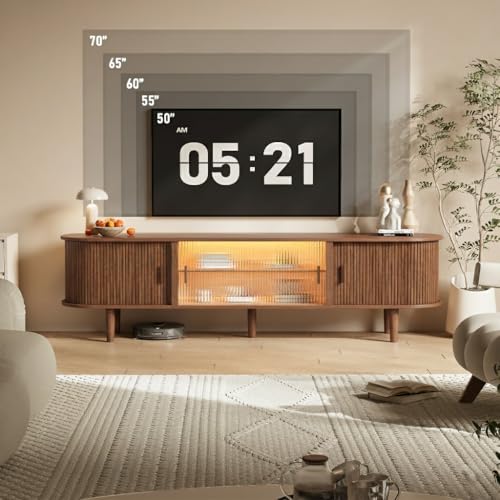 70" Fluted TV Stand with LED Lights for TVs up to 75 Inch, view 5