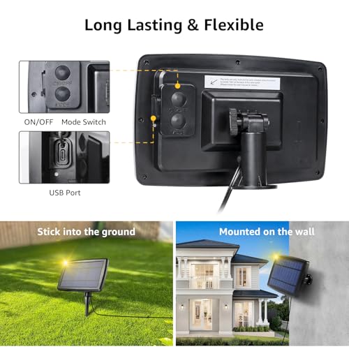 Solar Outdoor String Lights Patio Bistro Lights, 25ft 26 LED G40 Bulbs, USB Rechargeable Portable Edison Café String Lights for Porch, Pergola, Backyard, Garden, Pool, Party, Camping, 3600mAh