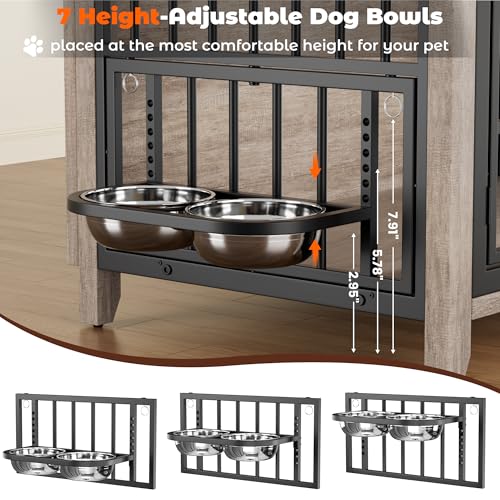 Dog Crate Furniture, 37.8" L*23.6" W*27" H, Grey, view 6