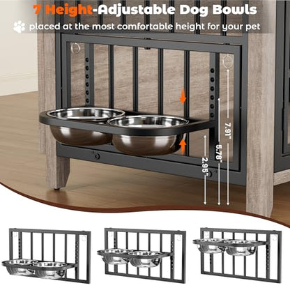 Dog Crate Furniture, 37.8" L*23.6" W*27" H, Grey, view 6