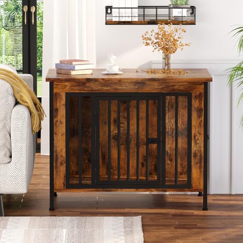 31.5" Dog Crate Furniture for 1 or 2 Dogs, 20-35 Pounds, Brown, view 6
