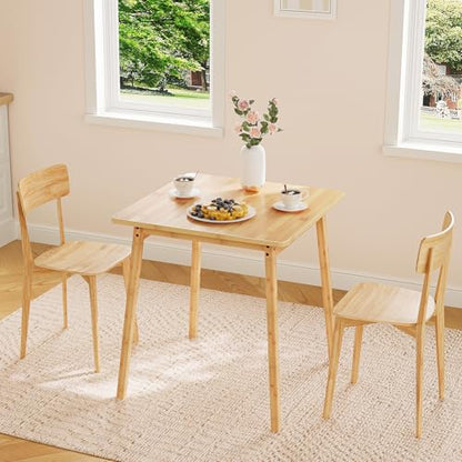 Bamboo Dining Table, Square Dining Table for 2, 27.6" Kitchen Table for Small Space, Writing Table, Easy to Assemble, for Dining Room, Living Room, Office, Kitchen, Natural YL70CZ01G1