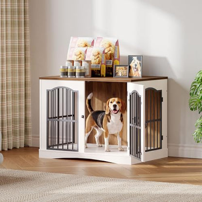 31.5" Wooden Dog Crate Furniture, Heavy Duty Dog Kennel Indoor with 3 Doors, view 4
