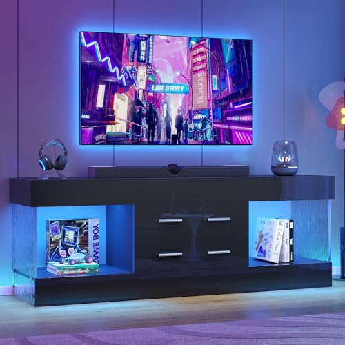 60 Inch Black TV Stand for 65 Inch TV, LED Entertainment Center, view 6