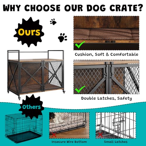 41 Inch Dog Crate Furniture with Cushion, Indoor Dog Kennels, view 4