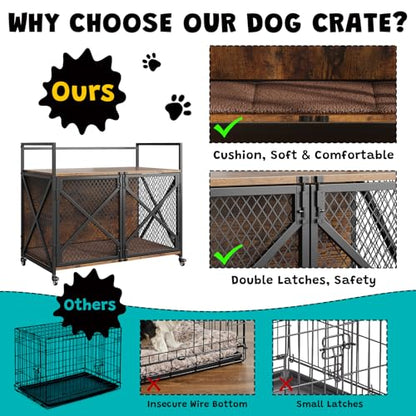 41 Inch Dog Crate Furniture with Cushion, Indoor Dog Kennels, view 4