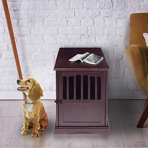 Wooden Medium Pet Crate, End Table, Espresso, view 5