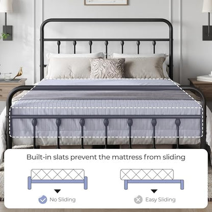 Yaheetech Full Bed Frame with Headboard, Victorian Vintage Black Iron, view 6