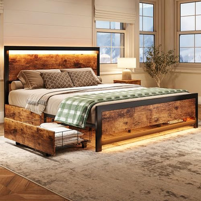 King Size Bed Frame with 4 Storage Drawers, view 5