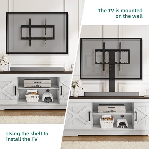 Farmhouse TV Stand with Height Adjustable Mount, Espresso, view 5