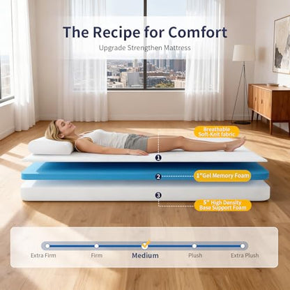 | 6 Inch Twin Mattress | Medium Firm | Gel Memory Foam | White, view 4