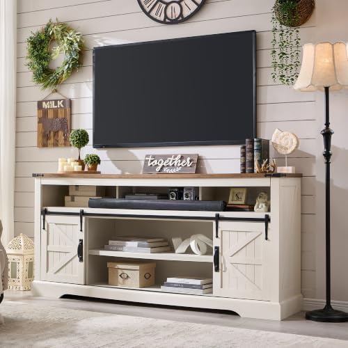 70" Farmhouse TV Stand for TVs up to 80", Antique White, view 2
