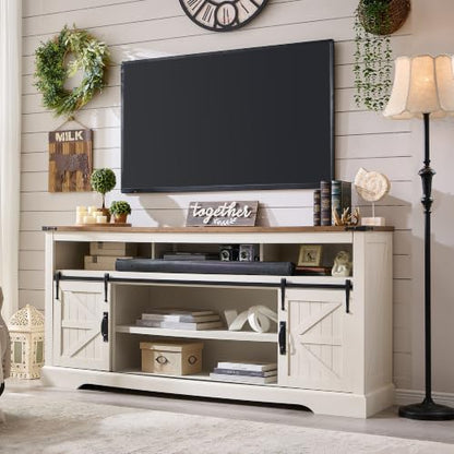70" Farmhouse TV Stand for TVs up to 80", Antique White, view 2