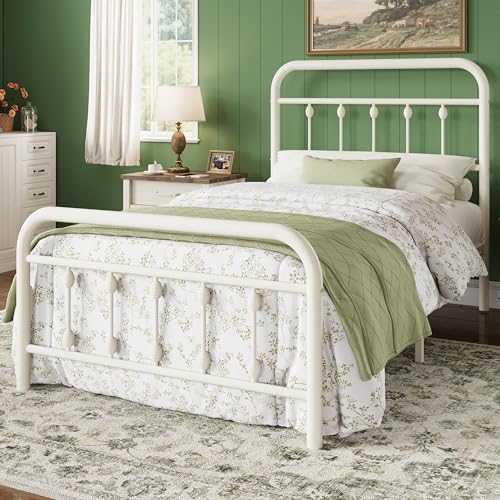 Off White Twin Metal Platform Bed, view 4