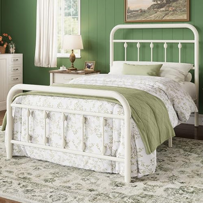 Off White Twin Metal Platform Bed, view 4