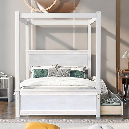 Full Size Canopy Platform Bed with 2 Drawers, view 5