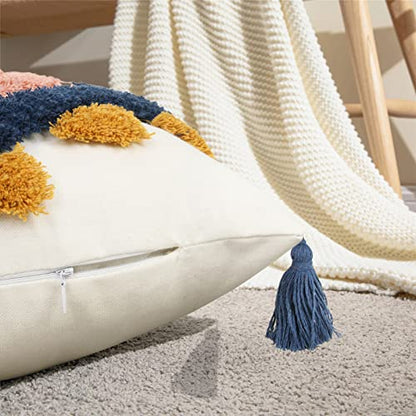 Boho Pillow Covers 20x20 Modern Geometric Diamond Boho Pillows Decorative Throw Pillow Cases Blue Pink Soft Woven Tufted Pillow Cushion for Couch Sofa Bedroom Living Room