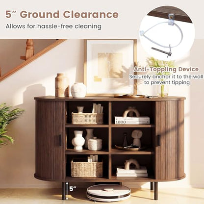 47'' Fluted Sideboard Buffet Cabinet with Tambour Sliding Doors, view 6