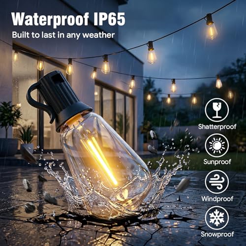 50ft-LED-Lights-Outdoor-Waterproof-String Lights-Patio-Outside-Porch-Backyard-Garden-Gazebo-Yard-Deck-Balcony-Party-Camping-House-Hanging-Lighting-Bulb-Remote-Bluetooth-Hanging-Edison-ST38