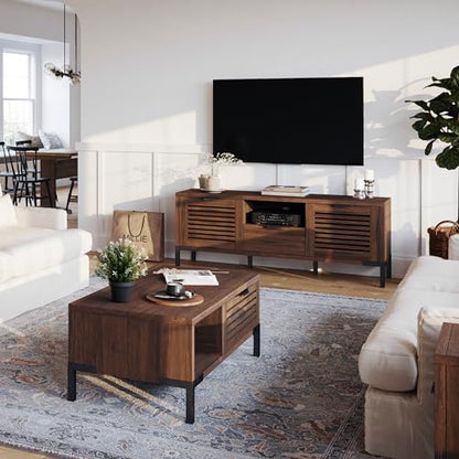 Millie Solid Wood TV Stand for TVs up to 65 Inches, Modern Farmhouse TV Stand with Rustic Charm, TV Stands for Living Room, Chestnut