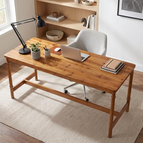70.87" Extra Long Wood Desk, Farmhouse Style Solid Wood Desk, view 4