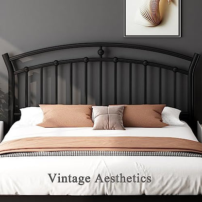 Full Black Bed Frame, Heavy-Duty Metal Bed Frame with 13 Hardened Steel Slats, view 5