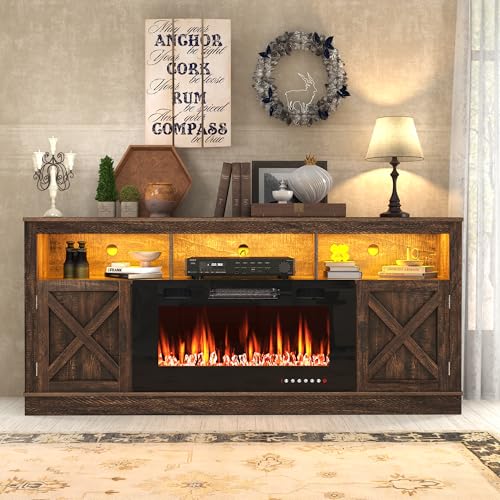 Farmhouse Fireplace TV Stand for 70/75/80 Inch TV, view 2
