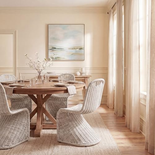 SAFAVIEH Furniture - Cilombo Dining Chair Set of 2 - White Washed Rattan - Sculptural Woven Design - Fully Assembled - Ideal for Dining Room, Kitchen (SEA7007B-SET2)