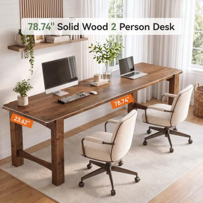 Solid Wood 2 Person Desk, 79" Extra Long Computer Desk, view 5