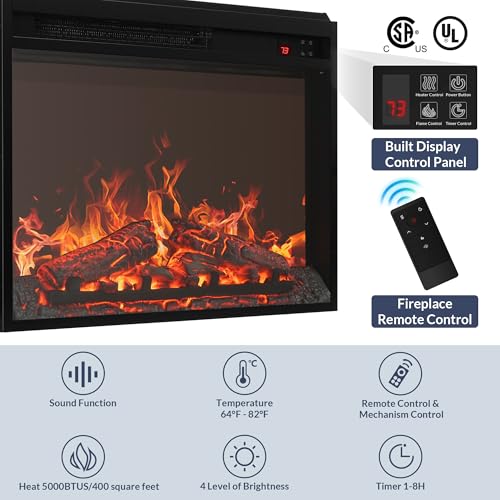 67" TV Stand with Electric Fireplace Heater - Camel, view 6