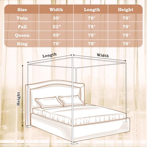Canopy Bed Frame Full Size, Stainless Steel Metal Bed Post Poles, view 3