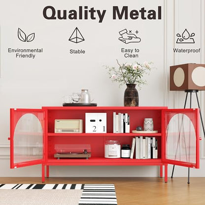 Metal Storage Cabinet with Doors and Shelves, 2 Door TV Stand, view 6