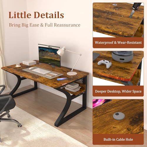 47 X 23.6'' Computer Desk, Home Office Desks w/Shelf Storage, view 5