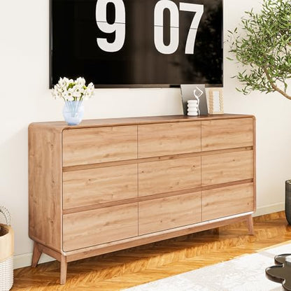 9 Drawer Mid Century Modern Dresser for Bedroom Chest of Drawers for Closet, view 8