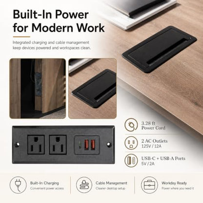 86.61In L Shaped Executive Standing Desk with Drawers, view 7