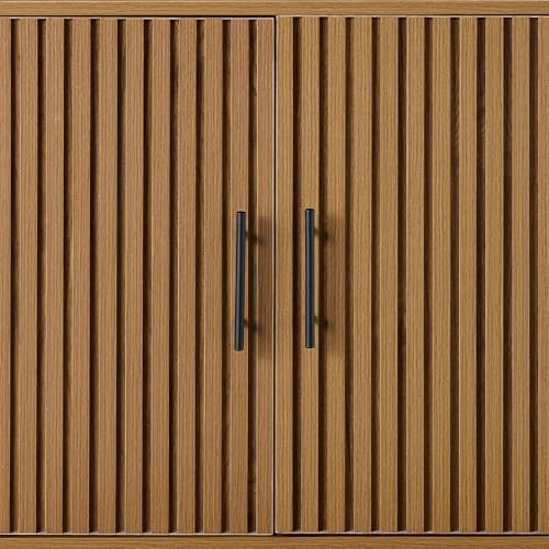 Best Choice Products Slatted Sideboard Buffet Cabinet, Entryway Table, Accent Storage Cabinet, Console Table for Hallway, Living Room, Dining Room – Brown