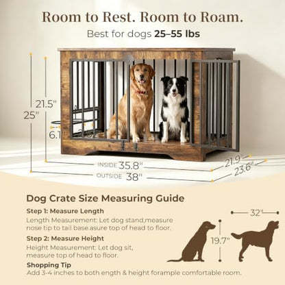 38 Inch Dog Crate Furniture End Table Modern Farmhouse, view 3