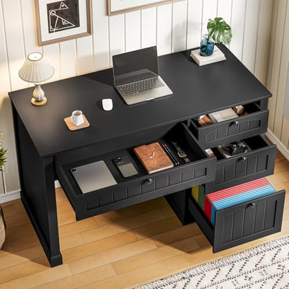 Farmhouse 47" Executive Desk with 4 Drawers, Black, view 5