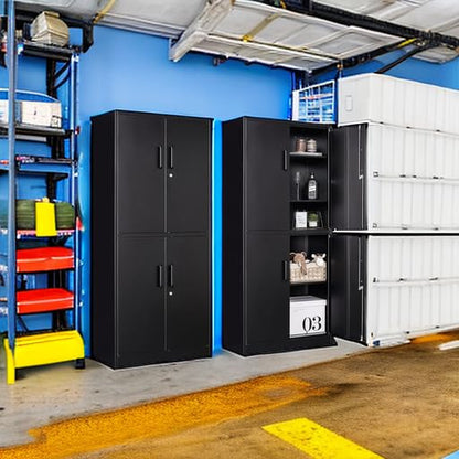 Metal Storage Cabinet with 3 Adjustable Shelves and 4 Doors, view 3
