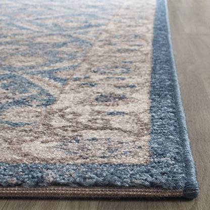 SAFAVIEH Sofia Collection Area Rug - 6'7" x 9'2", Blue & Beige, Vintage Oriental Distressed Design, Non-Shedding & Easy Care, Ideal for High Traffic Areas in Living Room, Bedroom (SOF378C)