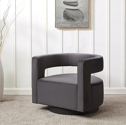 SAFAVIEH Couture Collection Edgar Dark Grey Velvet/Silver Swivel Chair (Fully Assembled)