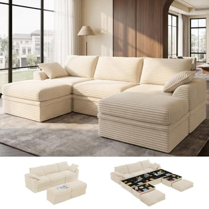 Modular Cloud Couch with Storage and Ottoman for Living Room, view 2