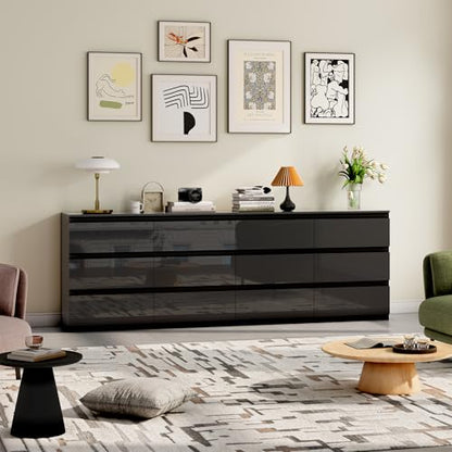 6 Drawer Dresser for Bedroom, 47" Wide Black Wood Chest for Storage, view 7