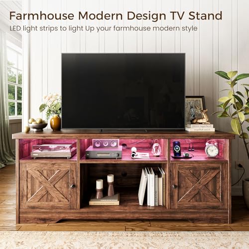 TV Stand for 65 Inch TV, Entertainment Center, Walnut, view 3