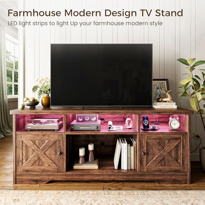 TV Stand for 65 Inch TV, Entertainment Center, Walnut, view 3