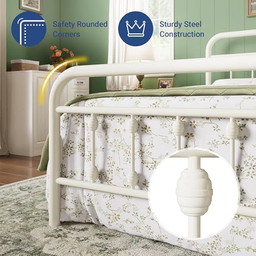 Off White Twin Metal Platform Bed, view 6